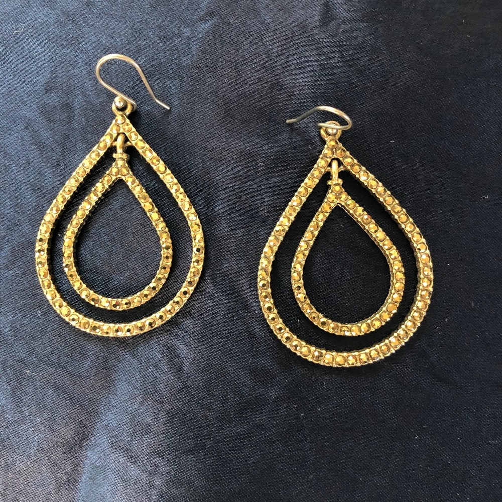 Lucky Brand Gold Gem Double Teardrop Earrings